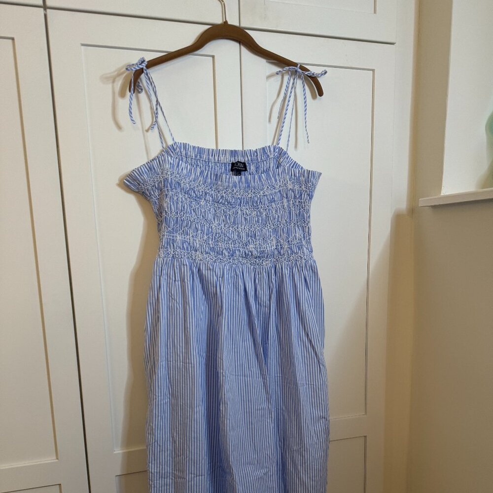 J. Crew Smocked Seersucker Tank Dress XL